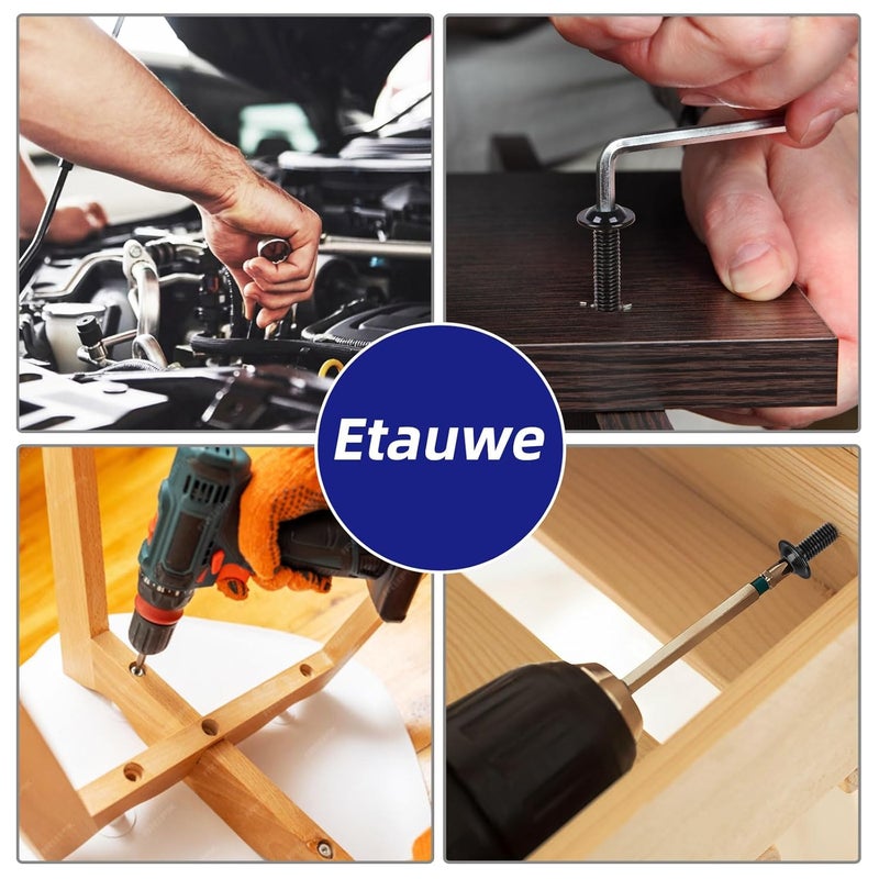 Etauwe 25-Piece M6-1.0 x 60mm Flange Button Head Screws - Black 304 Stainless Steel Socket Head Screws, Allen Hex Drive & Bit Included, Full Thread Machine Bolts - Image 5
